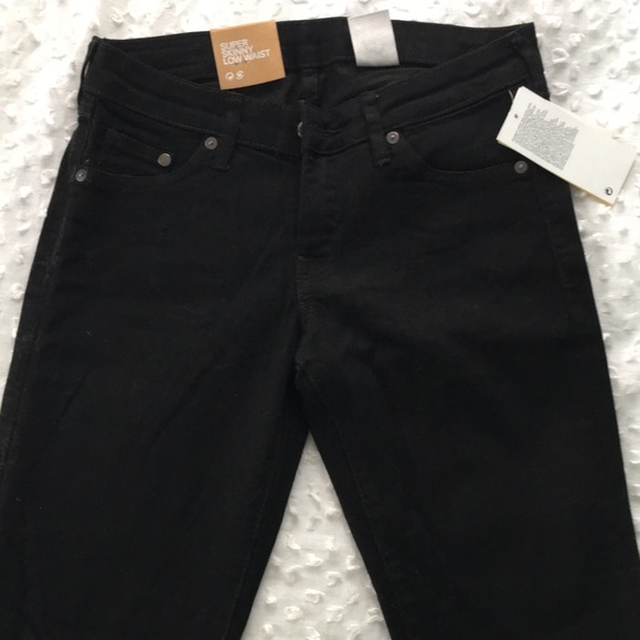 NWT H&M Black Denim Skinny Low Waist Jeans 26/30 - Picture 1 of 8